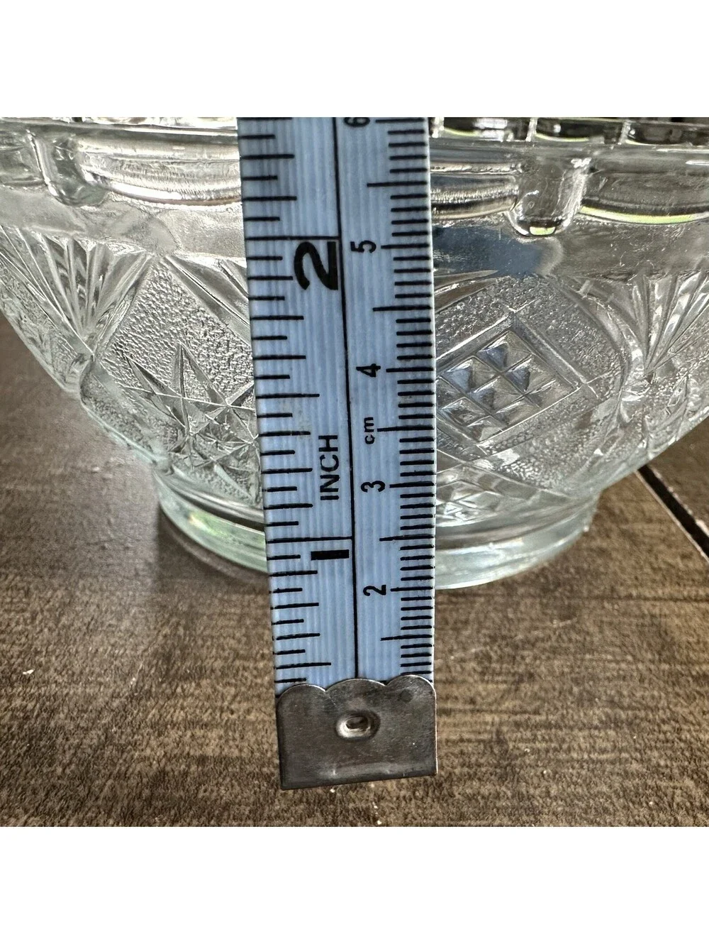 Vintage KIG Malaysia King's Crown Thumbprint Clear Glass Berry Serving Bowl 6